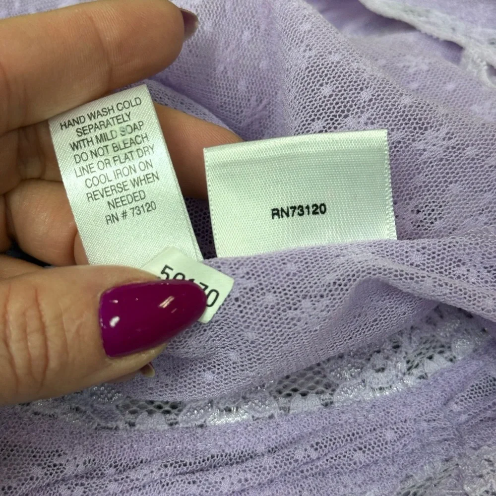 Frederick’s of Hollywood Lavender Lace Mesh Slip Dress Size Large Romantic Mesh